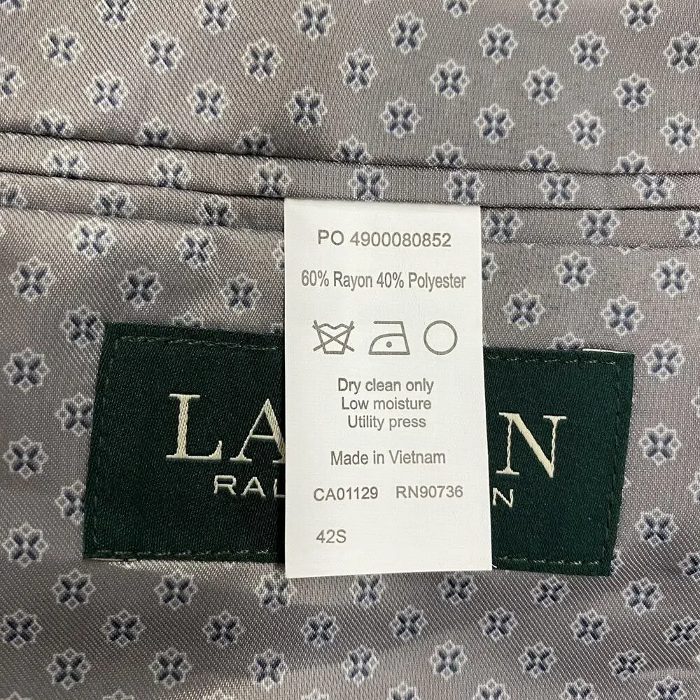 Lauren Ralph Lauren Mens 42S Gray Blazer Sport Coat Classic Fit Business Wedding